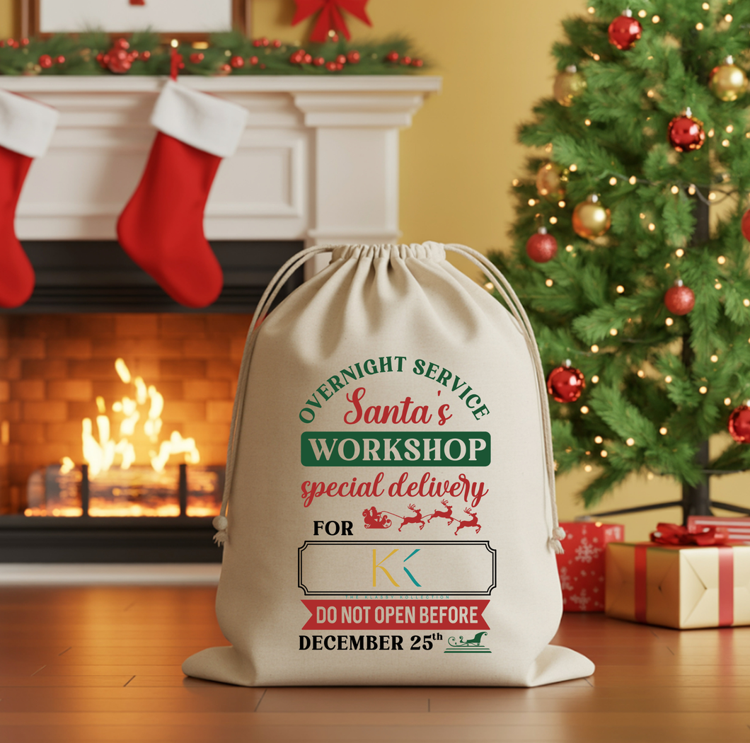 Personalized Santa Sack – Overnight Service Santa's Workshop