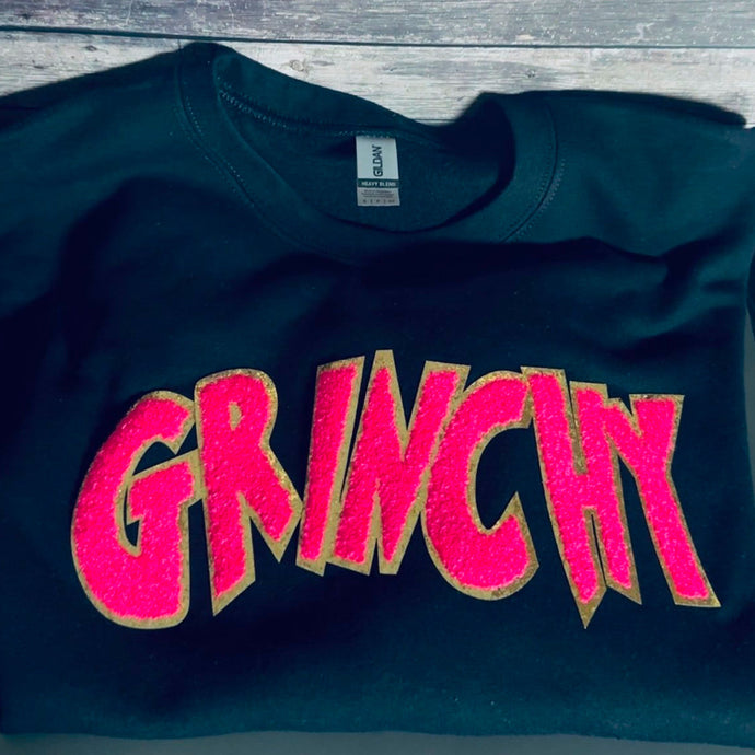 Jolly-ish Green Girl Chenille Patch Pink